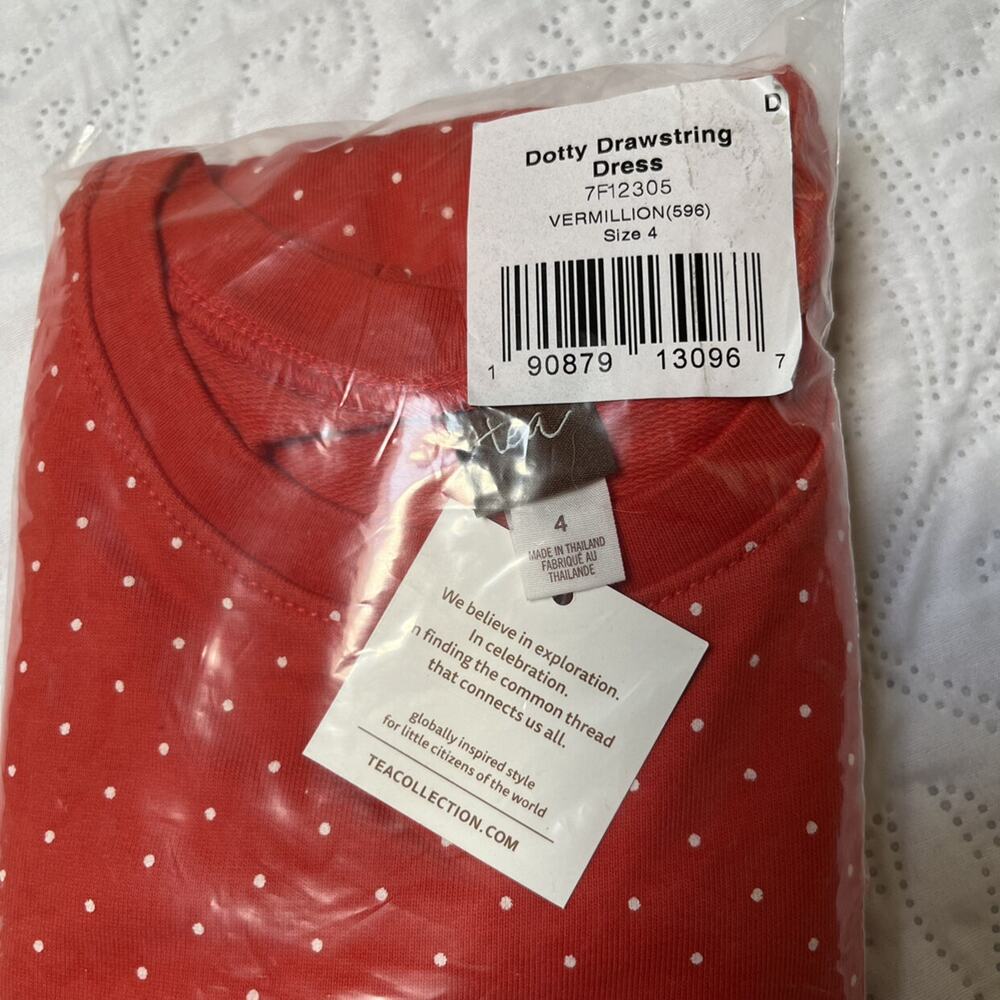 NWT Tea Collection Dotty Drawstring Dress Size 4 - Picture 4 of 5